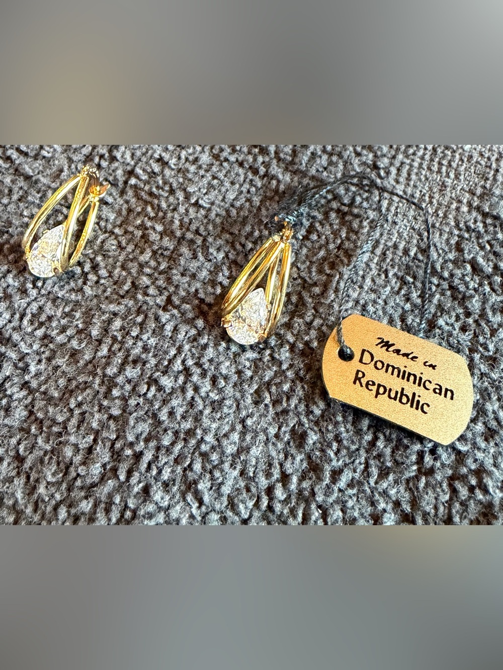 Diamonique .925 Sterling Silver with Gold Overlay CZ Drop Earrings. New!